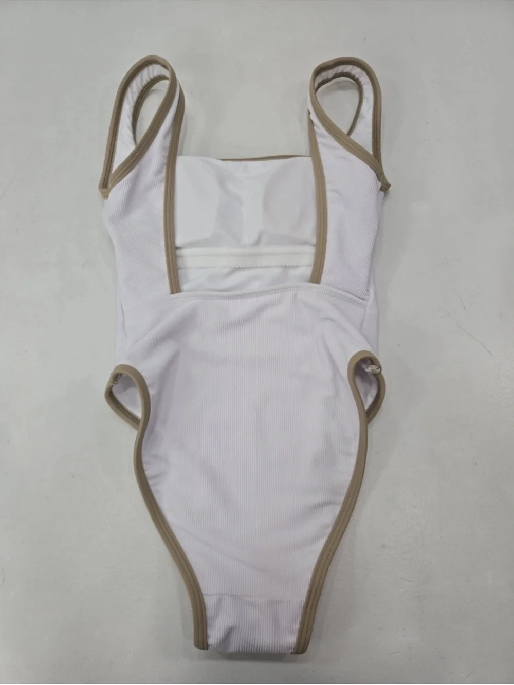 Lain Snow Ocean Isle One Piece Swim Suit White Ribbed Size XS Womens NWOT